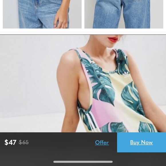 Adidas 3 Stripe Palm Leaf Tank Ombre - NWOT - Picture 5 of 5